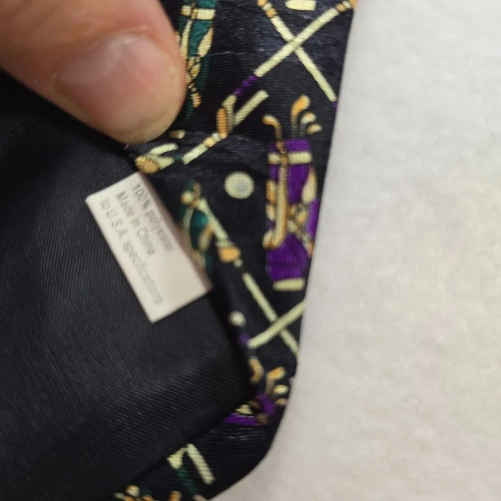 Beverly Hills Polo‎ Club Golf Bag Mens Neck Tie Purple Green Sport Ball Dress